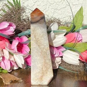 Carnelian and Quartz Obelisk